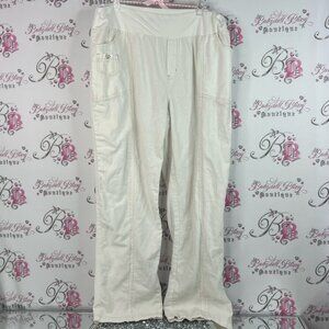 Claire France pants flare wide leg lightweight White Linen Blend Trousers